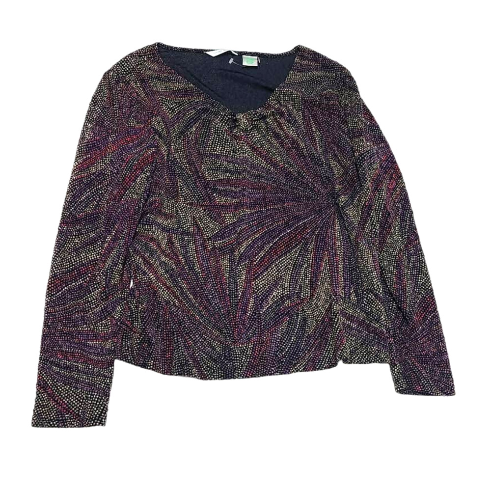 Laura Ashley women's small long sleev blouse v-neck dot pattern women's 8